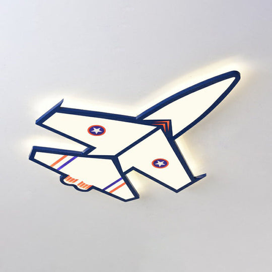 Kids Style Blue LED Acrylic Flush Mount Lighting for Nursery - Plane Shaped Design