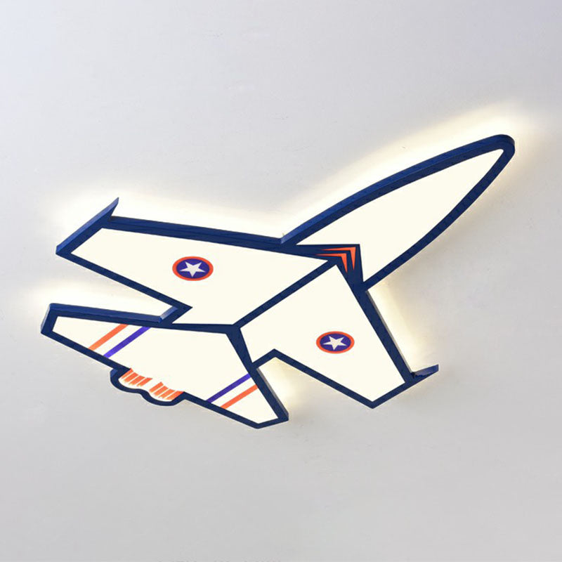 Kids Style Blue LED Acrylic Flush Mount Lighting for Nursery - Plane Shaped Design