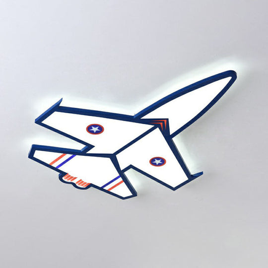 Kids Style Blue LED Acrylic Flush Mount Lighting for Nursery - Plane Shaped Design