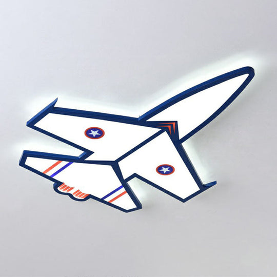 Kids Style Blue LED Acrylic Flush Mount Lighting for Nursery - Plane Shaped Design