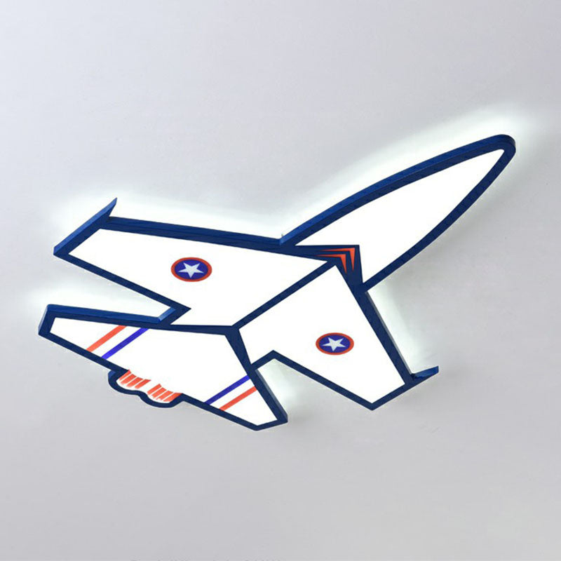 Kids Style Blue Led Acrylic Flush Mount Lighting For Nursery - Plane Shaped Design / 31.5 White