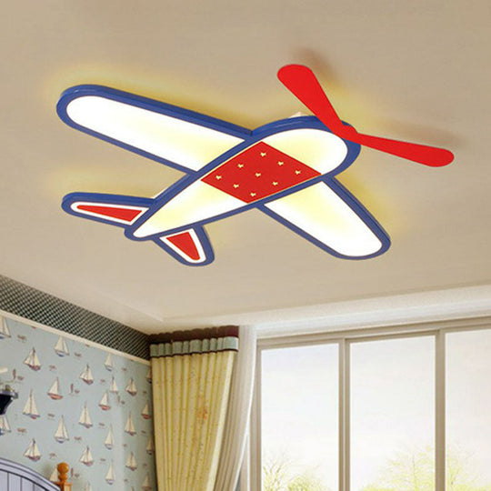 Red LED Flush Mount Ceiling Light for Kids' Bedroom - Acrylic Fixture