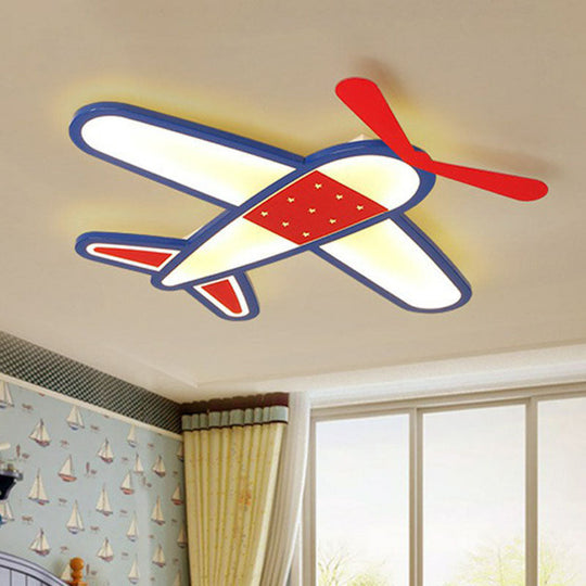 Red Led Flush Mount Ceiling Light For Kids Bedroom - Acrylic Fixture