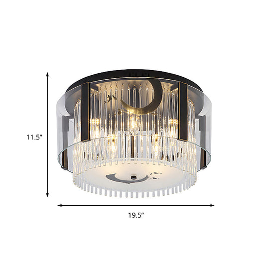 Chinese Style Double Tier Flush Lamp - Clear Glass Ceiling Mounted Light 4/5/6-Light Dining Room