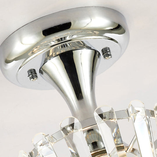 Sleek Crystal Kitchen Flush Light: Spiral, Cone, Cylinder Design with Chrome Finish