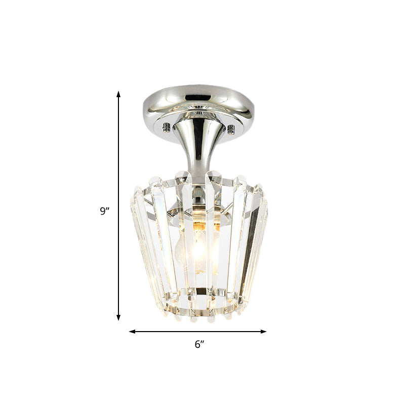 Sleek Crystal Kitchen Flush Light: Spiral, Cone, Cylinder Design with Chrome Finish