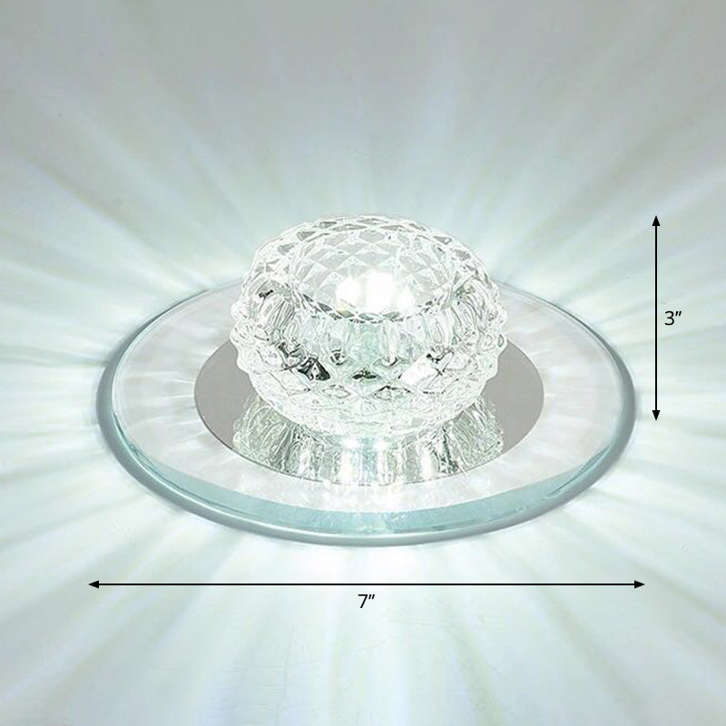 Contemporary Crystal LED Flush Mount Ceiling Light - Bud Flush Fixture in Clear