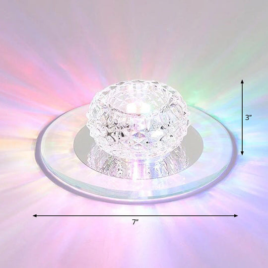 Contemporary Crystal LED Flush Mount Ceiling Light - Bud Flush Fixture in Clear