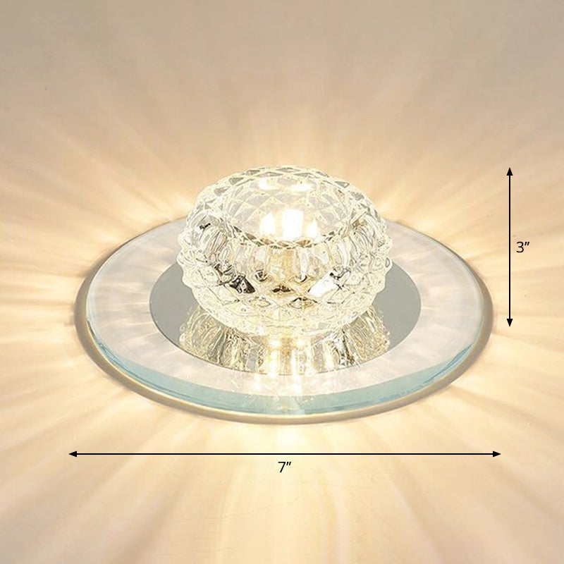 Contemporary Crystal LED Flush Mount Ceiling Light - Bud Flush Fixture in Clear