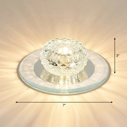 Contemporary Crystal LED Flush Mount Ceiling Light - Bud Flush Fixture in Clear