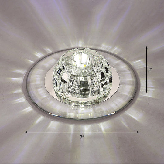 Minimalist LED Crystal Round Flush Mount Lighting for Corridor Spaces