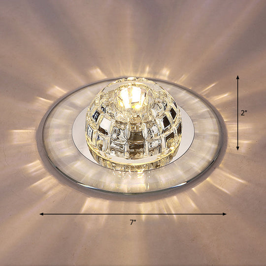 Minimalist LED Crystal Round Flush Mount Lighting for Corridor Spaces