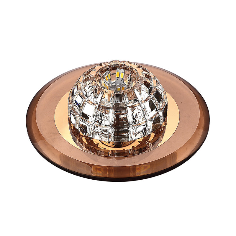 Minimalist LED Crystal Round Flush Mount Lighting for Corridor Spaces