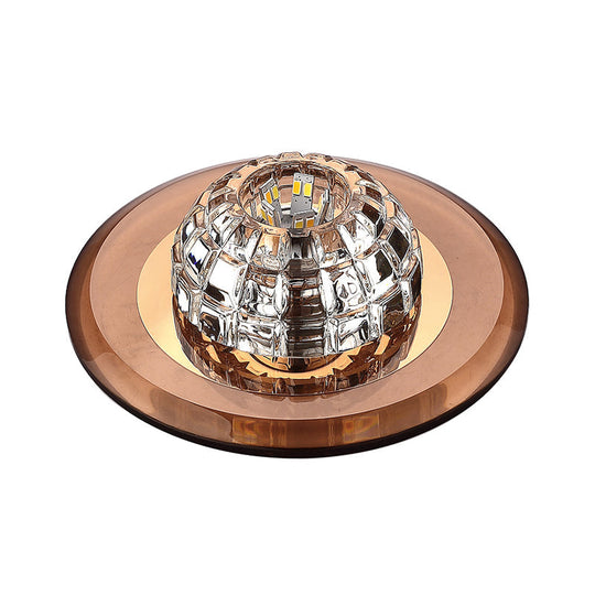 Minimalist LED Crystal Round Flush Mount Lighting for Corridor Spaces