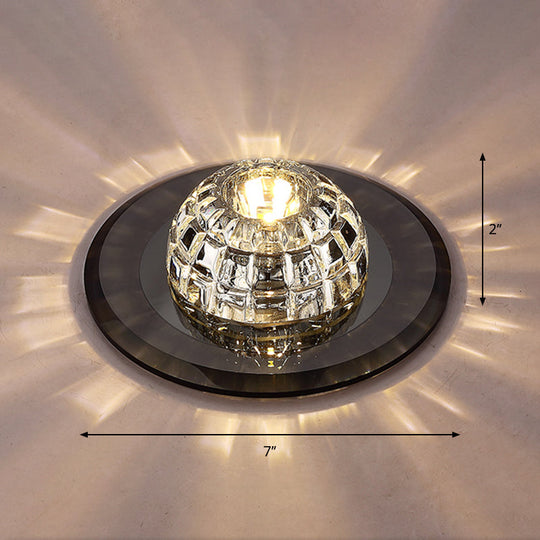 Minimalist LED Crystal Round Flush Mount Lighting for Corridor Spaces