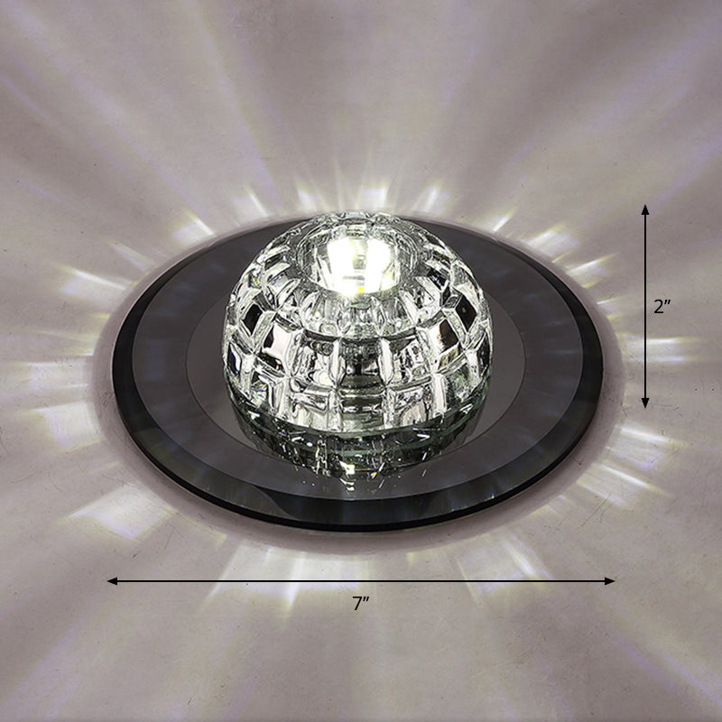 Minimalist LED Crystal Round Flush Mount Lighting for Corridor Spaces