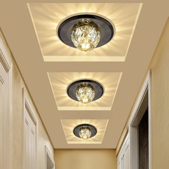 Modern LED Crystal Flush Mount Ceiling Light for Entryways