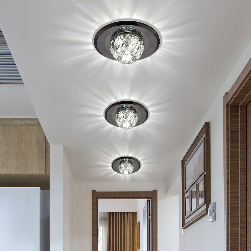 Modern LED Crystal Flush Mount Ceiling Light for Entryways