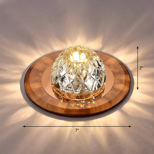 Modern Led Crystal Flush Mount Ceiling Light For Entryways Tan / Warm