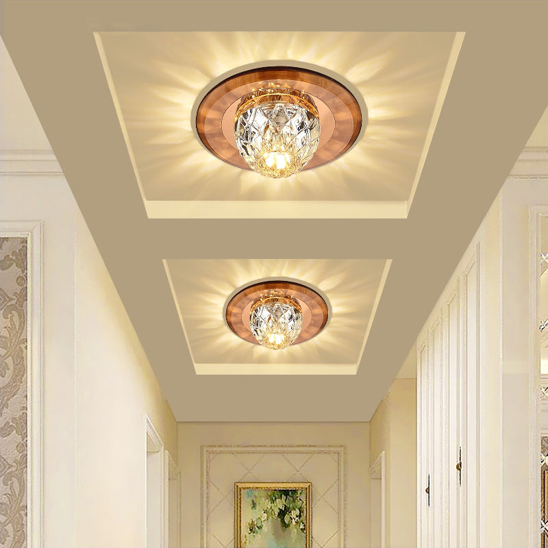 Modern LED Crystal Flush Mount Ceiling Light for Entryways