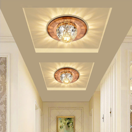 Modern LED Crystal Flush Mount Ceiling Light for Entryways