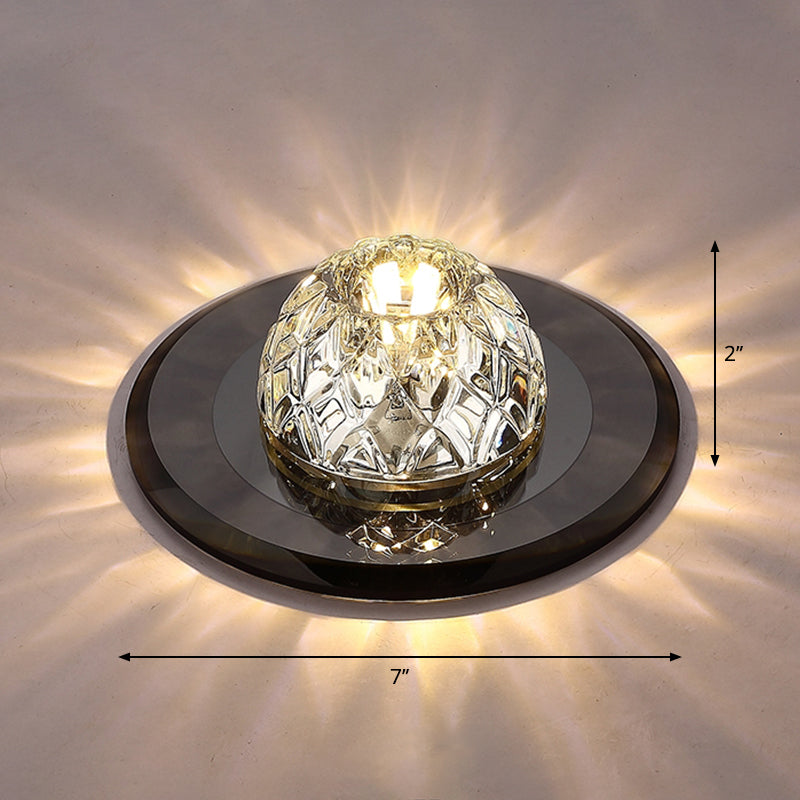 Modern Led Crystal Flush Mount Ceiling Light For Entryways Black / Warm