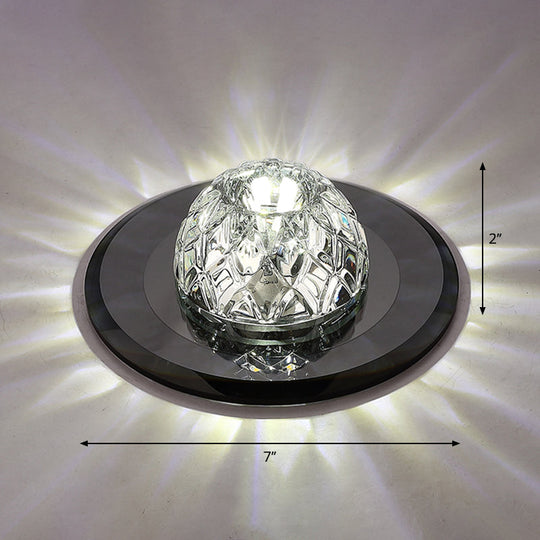 Modern Led Crystal Flush Mount Ceiling Light For Entryways Black / White