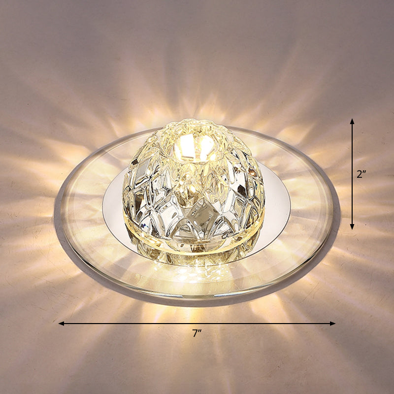 Modern Led Crystal Flush Mount Ceiling Light For Entryways Clear / Warm