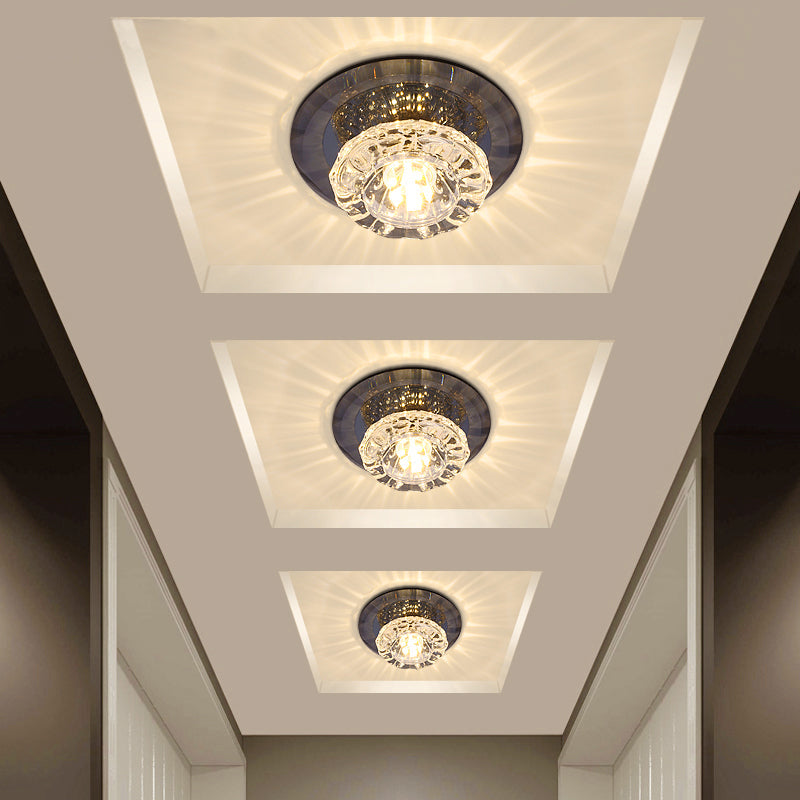 Contemporary Crystal LED Flush Mount Ceiling Light: Floral Flush Entryway Lighting