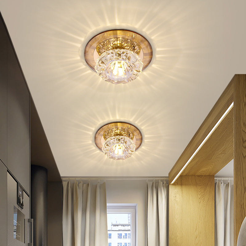 Contemporary Crystal LED Flush Mount Ceiling Light: Floral Flush Entryway Lighting