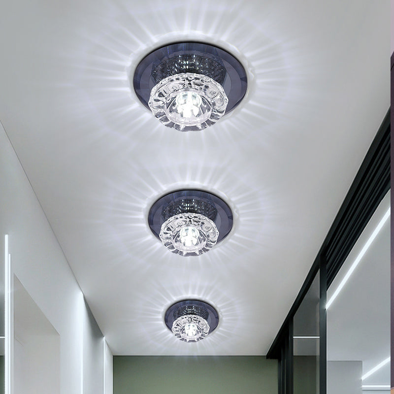 Contemporary Crystal LED Flush Mount Ceiling Light: Floral Flush Entryway Lighting