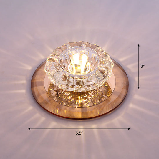 Contemporary Crystal LED Flush Mount Ceiling Light: Floral Flush Entryway Lighting