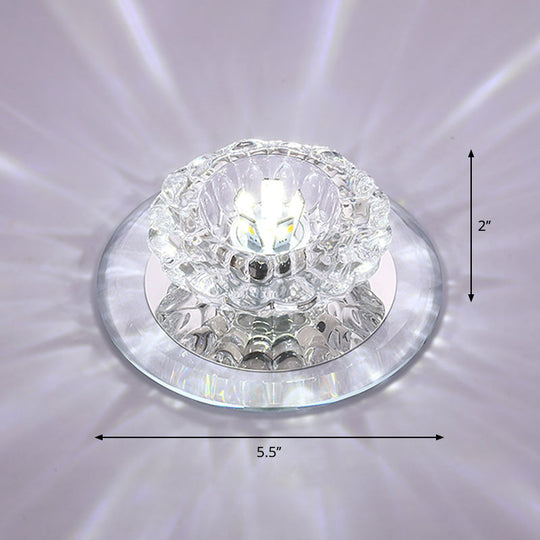 Crystal Simplicity Led Flush Mount Ceiling Light With Flower Corridor Design Clear / White