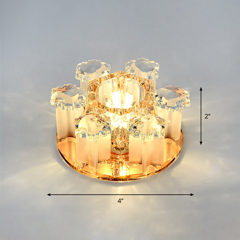 Modern Crystal Flower LED Ceiling Light for Hallway with Flush Mount Shade