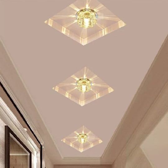 Contemporary Blossom Crystal Flush Ceiling Light - Clear LED Flush Mount Fixture