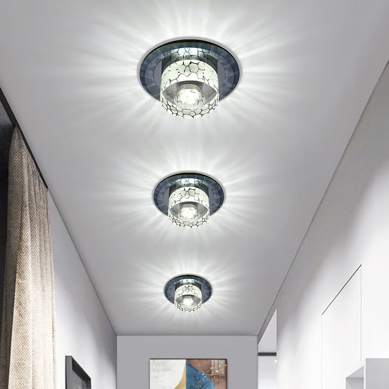 Simple Crystal LED Ceiling Light with Flush Mount - Ideal for Corridors