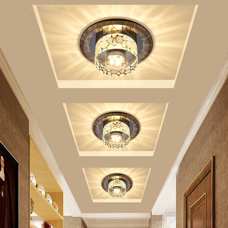 Simple Crystal LED Ceiling Light with Flush Mount - Ideal for Corridors