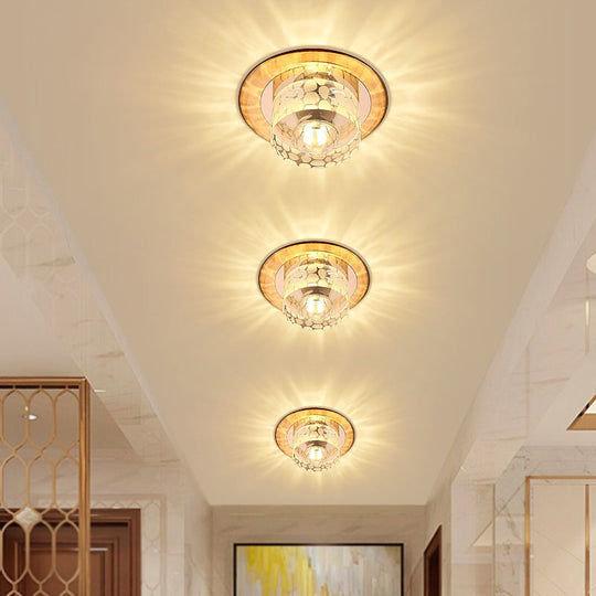 Simple Crystal LED Ceiling Light with Flush Mount - Ideal for Corridors