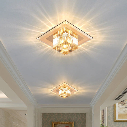 Crystal Led Flush Ceiling Light For Modern Entryways