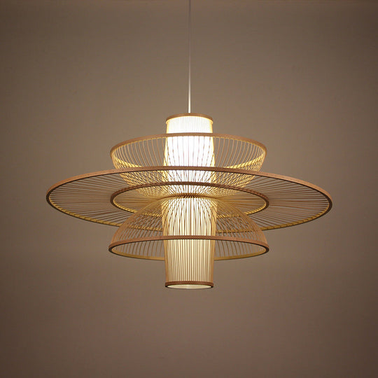 Sleek Lotus-Inspired Bamboo Suspension Light: Minimalist Wood Pendant Ceiling Lamp For Tea Room