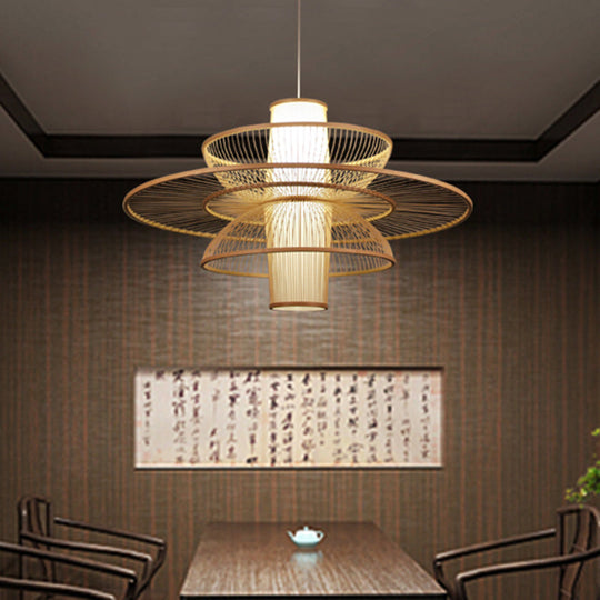 Sleek Lotus-Inspired Bamboo Suspension Light: Minimalist Wood Pendant Ceiling Lamp For Tea Room