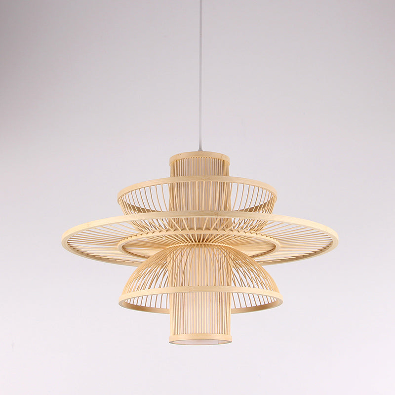 Sleek Lotus-Inspired Bamboo Suspension Light: Minimalist Wood Pendant Ceiling Lamp For Tea Room