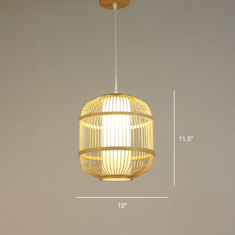 Handcrafted Bamboo Suspension Pendant Light For Tea Rooms - Minimalist Wood Design / I