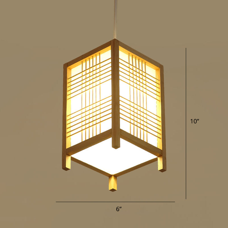 Modern Handwoven Bamboo Pendant Light For Restaurants - Single Wood Hanging Ceiling