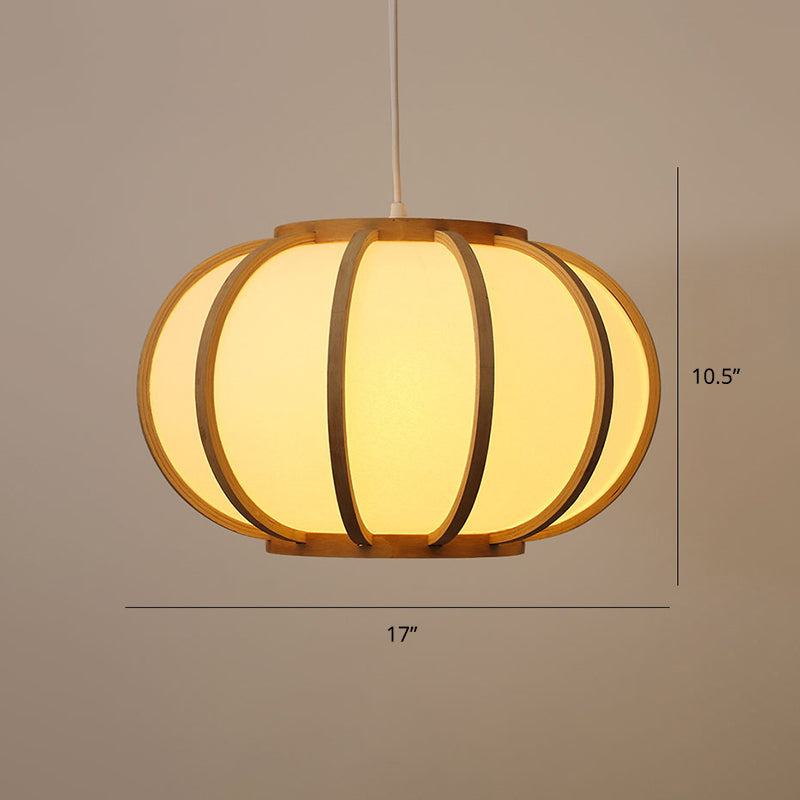 Modern Handwoven Bamboo Pendant Light For Restaurants - Single Wood Hanging Ceiling