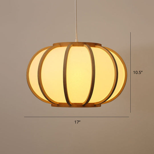 Modern Handwoven Bamboo Pendant Light For Restaurants - Single Wood Hanging Ceiling