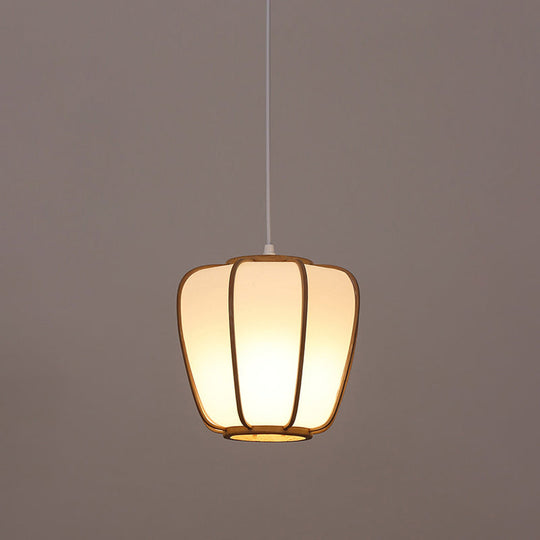 Modern Handwoven Bamboo Pendant Light For Restaurants - Single Wood Hanging Ceiling