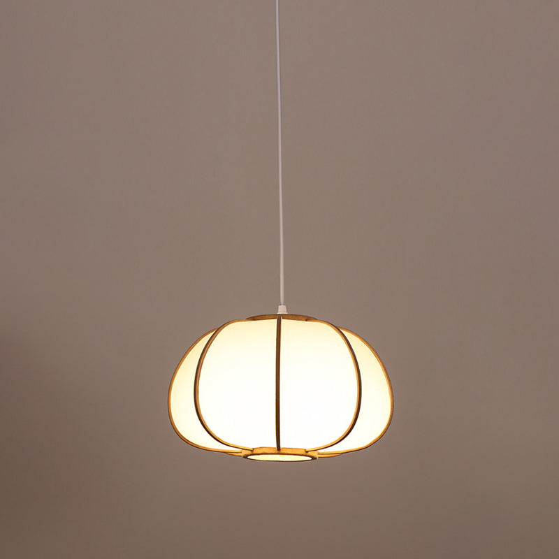 Modern Handwoven Bamboo Pendant Light For Restaurants - Single Wood Hanging Ceiling