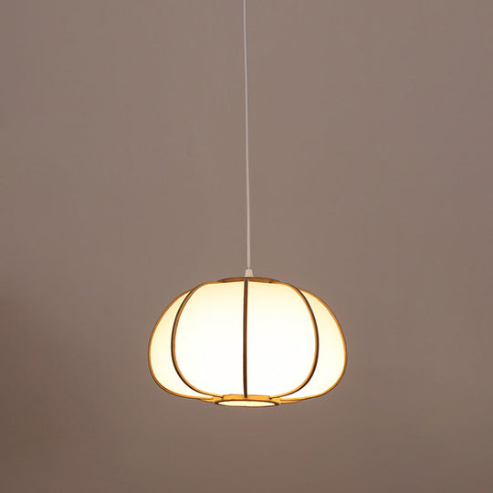 Modern Handwoven Bamboo Pendant Light For Restaurants - Single Wood Hanging Ceiling