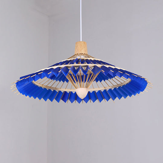 Modern Bamboo Umbrella Pendant Light - Stylish Ceiling Lighting For Restaurants Dark Blue / 16